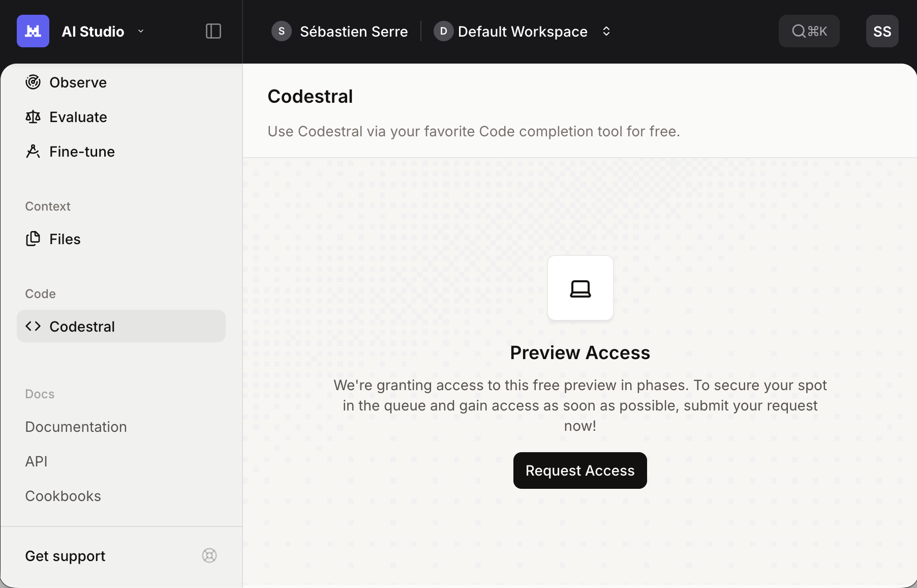 Mistral AI Studio Console