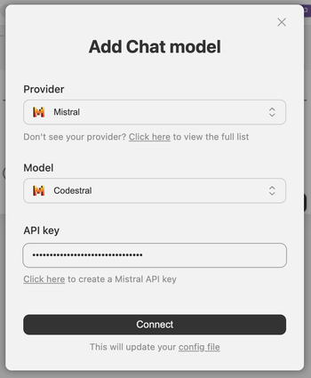 Add Model on Continue